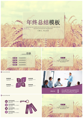 黄色年终总结丰收稻穗儿年终工作总结PPT模板