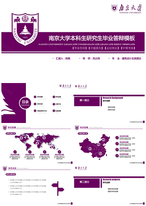 紫色简洁本科生研究生开题报告毕业答辩PPT模板