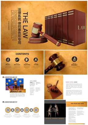 黄色庄重严谨法学律师协会律师法院法律律师事务所专用PPT模板