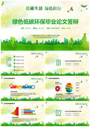 2025绿色低碳环保毕业论文答辩宣传策划PPT模板