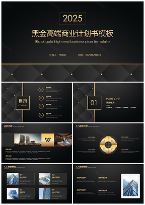 2025黑色黑金高端商业计划书项目策划汇报通用PPT模板