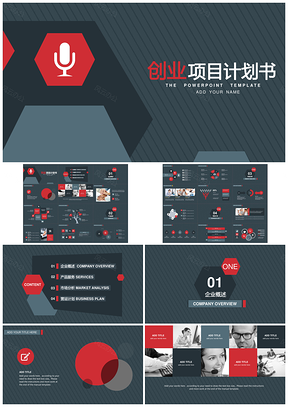 红色2025时尚简约大方创业项目计划书PPT模板