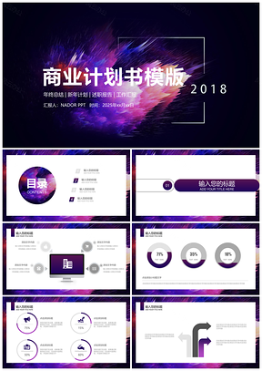 2025紫色商业计划书酷炫时尚商业计划书工作总结计划PPT模板