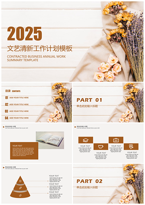 2025工作总结白色文艺清新工作计划PPT模板