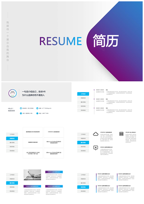 蓝紫色简约简历PPT模版43