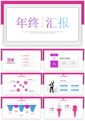 紫色简约高端商务通用PPT模板