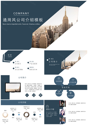 蓝色通用简约公司汇报PPT模板