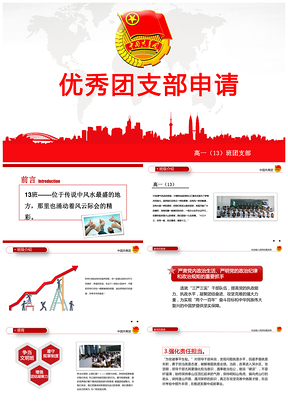 红色简洁团委共青团申请工作总结汇报PPT模板