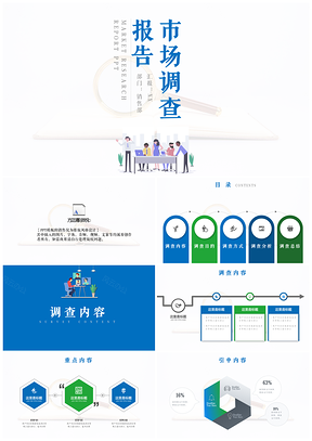 蓝色简约市场调查产品开发报告PPT模板