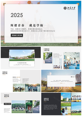 2025灰色极简风毕业纪念册青春纪念册电子照片PPT模板