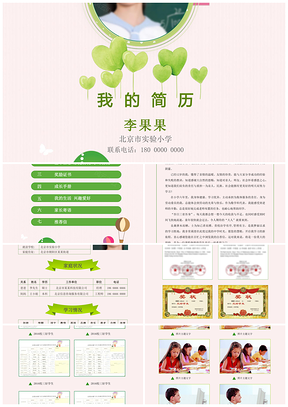 彩色清晰时尚小升初择校入学简历PPT模板
