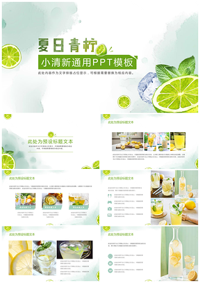 绿色夏日青柠小清新节日庆典通用PPT模板