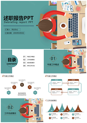 绿色述职报告PPT模板