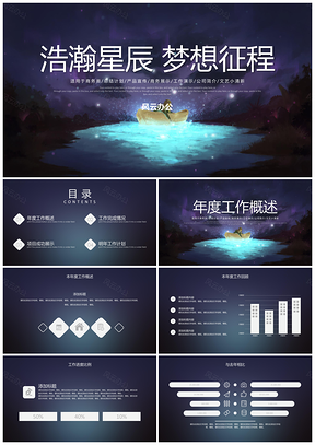紫色治愈系浩瀚星辰梦想征程商务通用ppt模板通用PPT模板