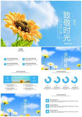 2025蓝色小清新工作总结汇报简约实用PPT模板