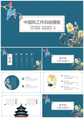 动态蓝色精美中国风工作总结述职报告PPT模板