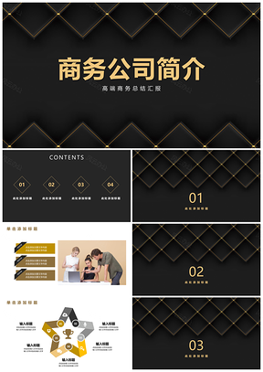 黑色高端商务公司简介时尚PPT模板