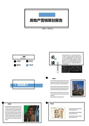 蓝色房地产营销策划报告PPT模板