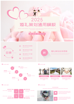 2025白色粉色婚礼策划PPT模板