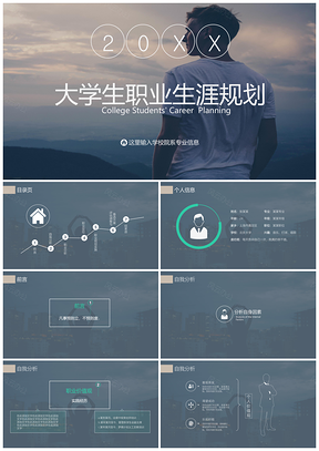 灰色黄色大学生职业生涯规划PPT模板