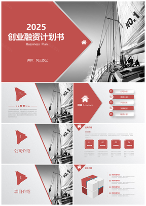 2025红色通用版商务创业融资计划书PPT模板