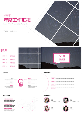 2025粉色时尚简约工作总结计划PPT模板