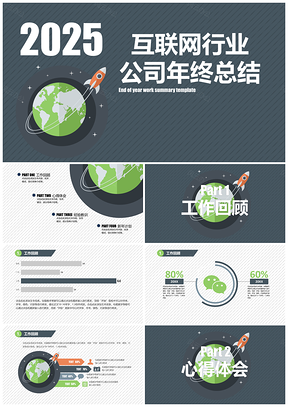 2025绿色互联网行业公司年终总结PPT模板