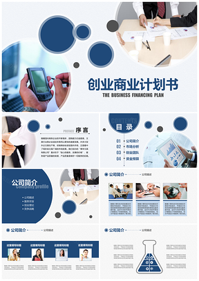 蓝色商务创业融资总结计划类PPT模板