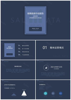 销售数据简约演示PPT模板
