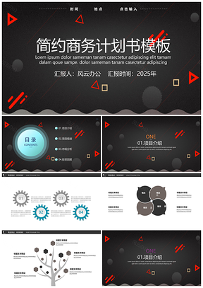 2025黑色创意时尚商业计划书PPT模板