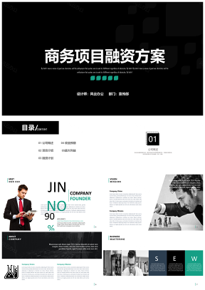 绿色大气商务融资方案策划书PPT模板