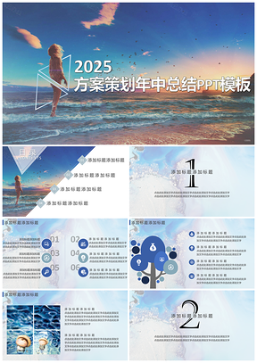 2025蓝色日漫动画风方案策划招商计划工作总结PPT模板