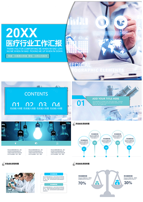 绿色医疗行业工作述职汇报年终总结PPT模板