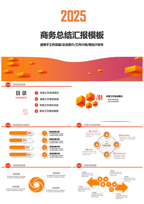 2025橙色简约年度工作述职报告PPT模板