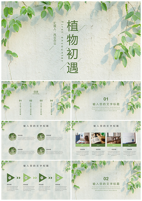 静态绿色文艺小清新年终工作总结PPT模板