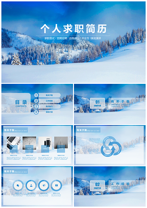 蓝色浪漫冬季求职简历通用PPT模板