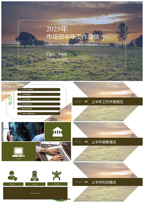 工作汇报绿色商务工作总结汇报PPT模板