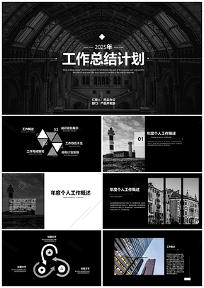 2025商务风白色工作计划年终总结商务简约大气PPT模板