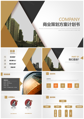 彩色框架完整商业计划书创业融资书PPT模板