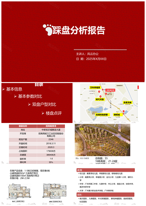 2025红色踩盘分析报告招商竞品分析参考作品踩盘格式PPT模板