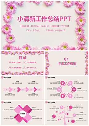 2025粉色小清新商务工作总结PPT模板