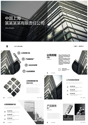 灰色黑白简约公司介绍PPT模板