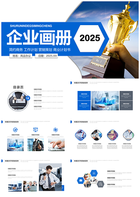 2025蓝色企业文化宣传介绍公司画册营销方案PPT模板