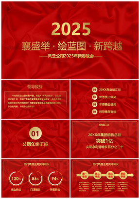 2025红色年会颁奖典礼通用PPT模板