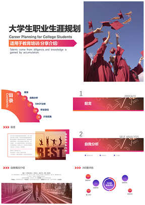 彩色大学生职业规划PPT模板