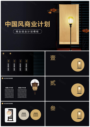 黑色中国风商业创业计划书策划PPT模板