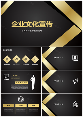 黑色高端时尚黑金公司简介宣传PPT模板