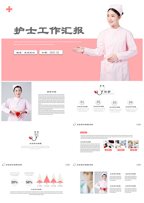 2025粉色护士医生年终工作总结汇报述职演讲PPT模板