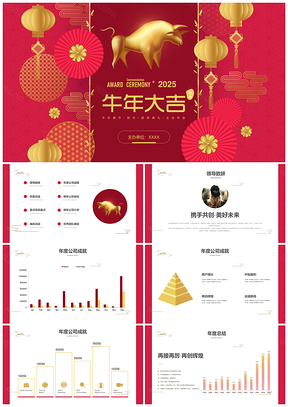 2025牛年春节企业年会新年PPT模板