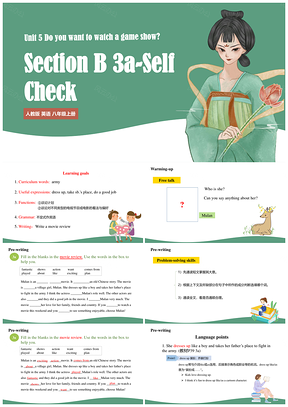 人教版绿色人教英语八年级上册PPT模板